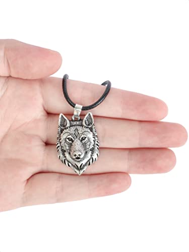 Haquil Wolf Necklace, Alpha Male Wolf Head Pendant, Faux Leather Cord, Wolf Jewelry Gift For Men And Women, Teen Wolf Merchandise #TOP1