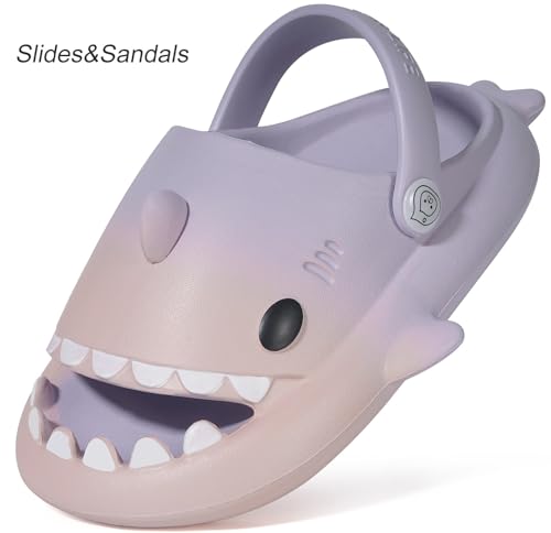 Image of KVbabby Kids Shark Slides Boys Girls Cloud Sandals | Cloud Sandals,Open Toe,Beach Pool Water Shoes,Slip-on,Lightweight,Non-Slip,Soft,Flexible,EVA Slippers