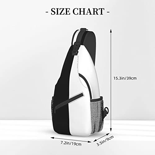 Black and White Sling Bag Crossbody Backpack,Casual Gym Bag Travel Bag Outdoor Hiking Daypack for Men Women3