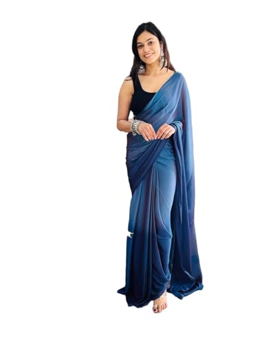 Image of Avantika Fashion Women's Amazing Plain Georgette Saree With Blouse Piece