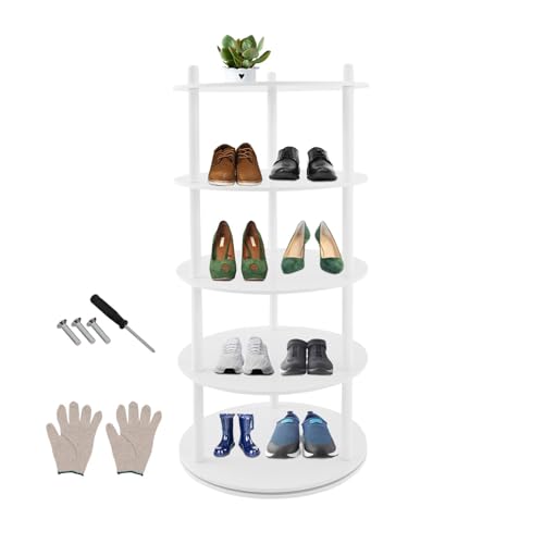 Zapatero giratorio de 4 niveles, zapatero giratorio 360, carrusel redondo con chasis giratorio, organización independiente para sombreros y bolsos, etc., color blanco