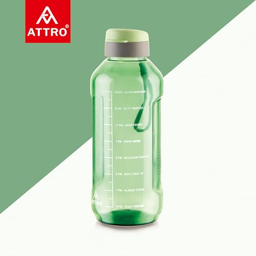 Image of ATTRO Ultra Pro 2 Motivational 2-Liter BPA-Free Water Bottle with Leak-Proof Flip-Top Cap, Nylon Strap and Stylish Mint Green Color for Daily Hydration-Set Of 2