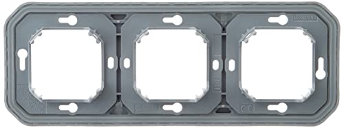 Support plaque étanche 3 postes Plexo gris Legrand encastré horizontal vertical