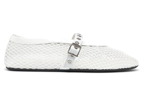 Image of Coutgo Womens Mesh Ballet Flats Mary Jane Fishnet Ballerina Buckle Strap Comfortable Causal Dress Shoes