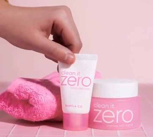 Banila Co Bathroom Bff Set, Clean It Zero 3 Piece Double Cleansing Set With Cleansing Balm, Makeup Remover Towel And Foam Cleanser, Gift Set Kit #TOP3
