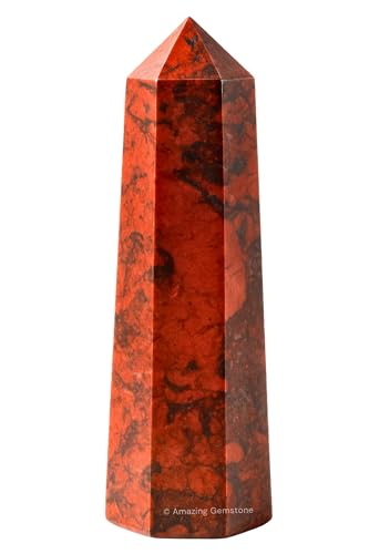 Image of Amazing Gemstone Red Jasper Hematite Crystal Towers - Natural Healing Crystal Point Obelisk for Reiki Healing and Crystal Grid (3 inch to 4 inch INCH)