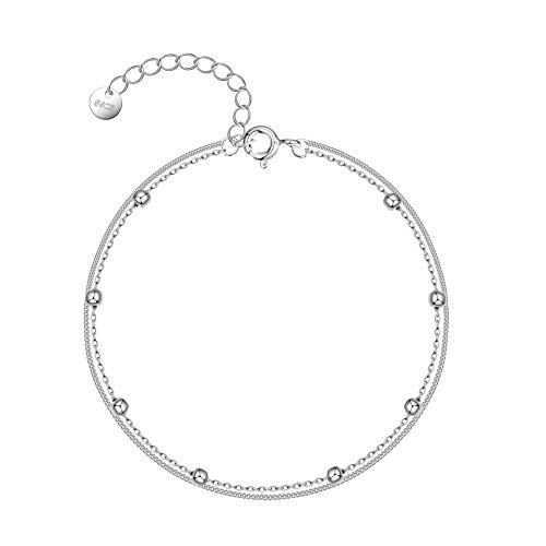Anklet Bracelets925 Sterling Silver Satellite Ankle Bracelets for Women Layered Anklets Foot Chain Anklet Bracelet