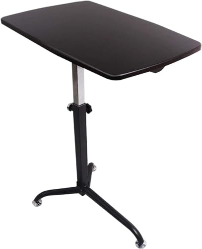Mesita de noche con base en forma de C, escritorio para computadora portátil, mesa auxiliar, mesa auxiliar, mesa de café, mesita de noche, mesa auxiliar de sofá (color: nogal negro) (color madera