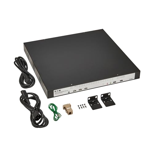 Image of Eaton 32-Port Rack KVM Over IP Switch, Cat5 /Cat5e, Virtual Media Connection, 1 Remote /1 Local User, Free Software, VGA or HDMI KVM, 1U Rackmount, TAA Compliant, 3-Year Warranty (B064-032-01-IPH)