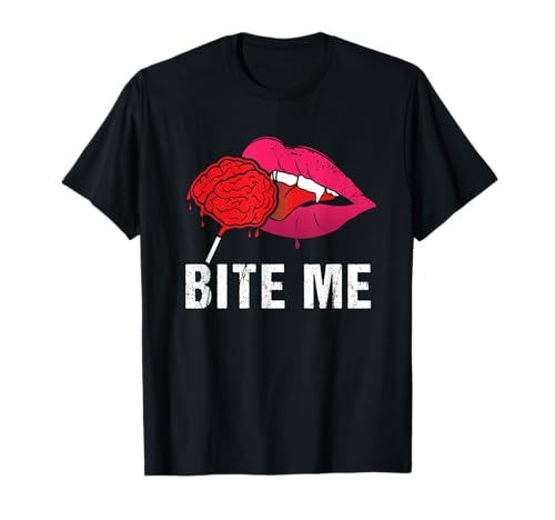 Bite Me Sexy Lips Vampire Fangs Bite Halloween Party Costume T-Shirt