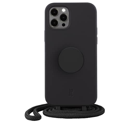 PopSockets x Just Elegance - Phone Case for iPhone 12 Pro Max with a Removable Braided Necklace and a PopGrip with a Swappable PopTop - Black