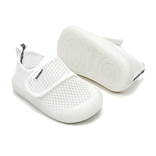 Baby Boy Girl Shoes Lightweight Breathable Toddler Mesh Sneakers Beach Water Shoes Non-Slip First Walking Shoes 6 9 12 18 24 Months(12-18 Months, 1-White) #TOP2