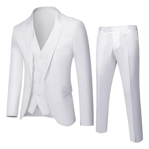 Costume 3 pièces homme slim fit avec veste à bouton unique pour mariage et business