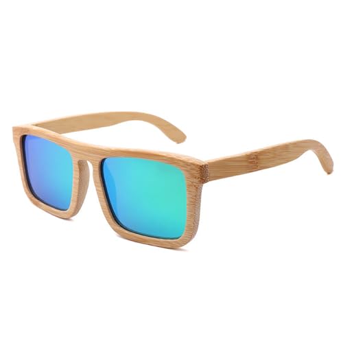Bubmari Lunettes De Soleil Bois Homme Et Femme Polarisées - Monture Bambou Flottante & Légère - Protection UV400 pour Conduite, Pêche & Plage - Style Carré Vintage Tendance 2025