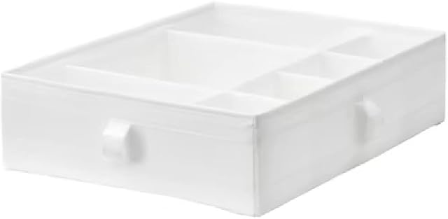 I-K-E-A SKUBB Storage Organizer Box With Compartments For Clothes Laundry Wardrobe White 44x34x11 cm + Free Mobile Phone Holder Stand