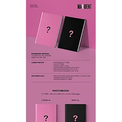 DREAMUS Stray Kids MAXIDENT 7th Mini Album Standard Version CD+Photobook+Lyrics paper+Photocard+Mini poster on pack+Face sticker+Tracking (HEART Version)