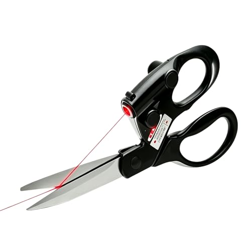 QPHYFXF Laser Guided Fabric Scissors Visual Laser Guide for Assisted Straight Cutting Ergonomic Handle for DIY Crafts Fabric Paper and Light Leather