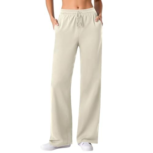 Wide Leg Yoga Sweatpants for Women Soft Workout Athletic Pants Casual Lounge Travel Pants Khaki XX-Large