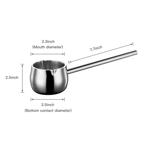 IMEEA One-Hand Milk Pot, 10 fl oz (300 cc), SUS304 Stainless Steel, IH Compatible, Long Handle, Saucepan, Mini Milk Pot, Small Pot, for Baby Food, Silver