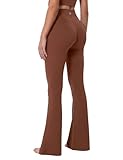 TomTiger High Waist Flare Yoga Pants for Women Bootcut Workout Stretch Tummy Control Leggings 30'' (Flare Coffee-Laser,S)