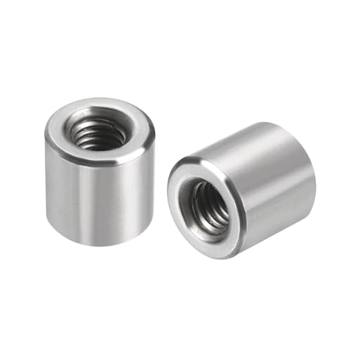 QUARKZMAN 10pcs M5 Rond Connecteur Écrous, 304 Inox Acier Accouplement Écrou 10mm/0.39 Longueur Manchon Tige Barre Goujon Écrou pour Support, M5x10x10mm