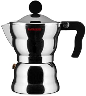Alessi AAM33/3 Moka Stove Top Espresso 3 Cup Coffee Maker in Aluminium Casting Handle And Knob in Thermoplastic Resin, Black