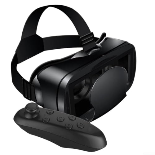 Auriculares inmersivos 3D VR con controlador correa ajustable para teléfonos de 5 a 7 pulgadas, tecnología de protección ocular, construcción ligera de abdominales, versión blanca (negro)