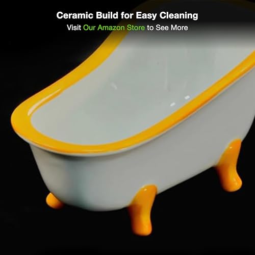 Image of GuineaLoft Small Pet Bathtub - Generously-Sized Ceramic Bathtub for Birds' Water Baths or Hamsters' Sand Baths, Also Works as a Food Bowl - Visit the GuineaLoft Store for More
