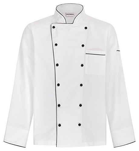 DESERMO® Kochjacke Langarm mit schwarzer Paspel L