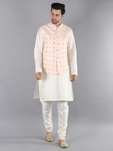 Image of Uri and MacKenzie Men's Silk Blend Kurta Pajama with Designer Ethnic Nehru Jacket /Modi Jacket