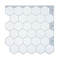 10-Sheet White Hexagon Peel and Stick Backsplash, Self-Adhesive Stick on Backsplash Wall Tiles for Kitchen Bathroom (10"x10")