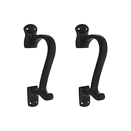A29 Set of 2 Door Handle Pull, Heavy Duty Long Door Pulls for Kitchen Cabinets, Cabinet Door Pulls, Closet Door Pulls, Cast Iron Black Powder Coat Finish Gate Handles