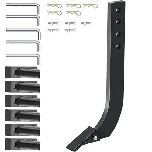 VEVOR Box Blade Shank 18 Scarifier Shank 4 Holes Box Scraper Shank Ripper Shank with Removable Tapered Teeth and Pins Adjustable Shanks Assembly for Replacement Digging Plowing 5PCS