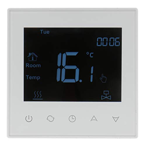 Heschen Digitaler Fußbodenheizungs-Thermostat, Fußbodenheizungs-Thermostat, Temperaturregler-Heizung, 5 + 2/6 + 1/7 programmierbarer Regler 3A, gehärtetes Glas