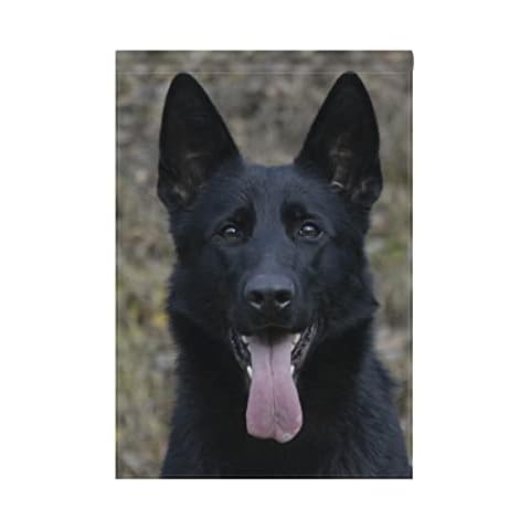 Hokkien Black German Shepherd Dog Garden Flag Banner 12 x 18 Inch Decorative Garden Flag for Outdoor Lawn and Garden Home Décor Double-Sided Cover