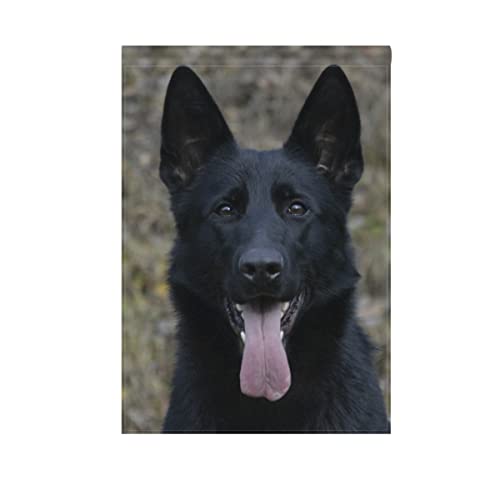Hokkien Black German Shepherd Dog Garden Flag Banner 12 x 18 Inch Decorative Garden Flag for Outdoor Lawn and Garden Home Décor Double-Sided