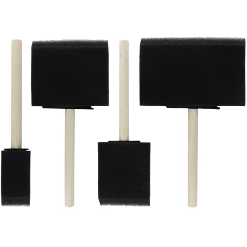 Biaungdo 4 Pcs 4 Sizes Foam Paint Brushes Foam Sponge Brush for Painting Sponge Paint Brushes with Wood Handle for Varnishes Staining DIY Crafting