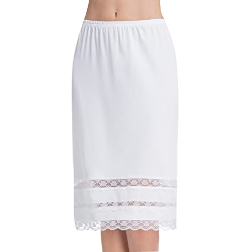 MANCYFIT Half Slips for Women Underskirt Dress Extender Lace Trim Knee Length Midi Skirt 19-26