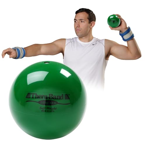 Image of THERABAND Soft Weight 4.4 Lb, 4.5 inch Medicine Ball, Weighted Exercise, Green | Ball-shaped isotonic soft weight for physical therapy, Pilates, shoulder strength and rehab exercise