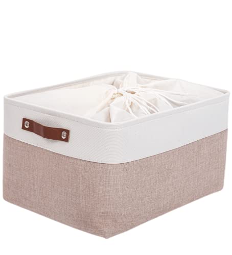Mangata Grande Capacité de Panier de Rangement, Boîte de Rangement Pliant de Tissu de Toile Utilisé pour Armoire, Dressing, Penderie (Kaki, XLarge) Cover