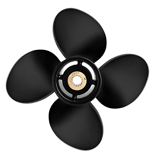 Image of Upgrade OEM Aluminum Boat Propeller Compatible with Mercury Engines 40hp 50hp 60hp 75hp 90hp 100hp 115hp 125hp,15 Spline,4 1 /4 inch Gearcase4 Blades,RH