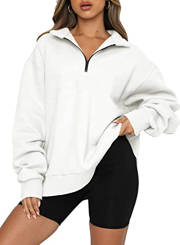 BLENCOT Women's Half Zip Quilted Sweatshirts Crew Neck Long Sleeve Pullover Tops Textured Solid Casual Fashion Fall Tops
