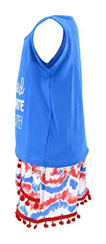 Image of Unique Baby Girls Toddler Big Kid Sleeveless Tank with Pom Pom 2pc Shorts Set Outfit