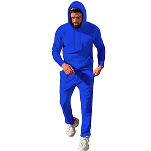 ZSJR Mens Sweatsuits Sets 2 Piece Outfits Hooded Athletic Tracksuit Regular Fit Plaid Jacquard Jogging Suit Set