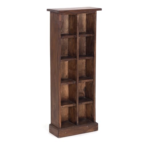 DESIGN DELIGHTS Étagère rustique pour CD et livres, 94 x 36 x 17 cm (H x l x P), en bois recyclé, avec 10 compartiments, rangement pour CD/livres, couleur :...