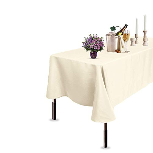 Trimming Shop Ivory Cotton Polyester Rectangle Table Cloth Cover for Dining & Christmas Party 90 X 156 Inches (Pack of 10)