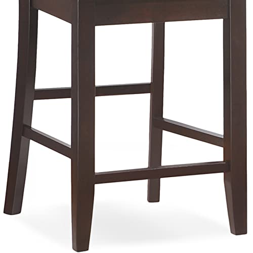 Leick Home 10084Wg/Bg Wood Double Cross Back Counter Height Stool With Microfiber Seat, 24", Wenge/Beige #TOP3