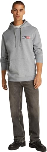 Tommy Jeans Herren Hoodie Entry Graphic mit Kapuze, Grau (Grey Htr), XXL – Ansicht 4