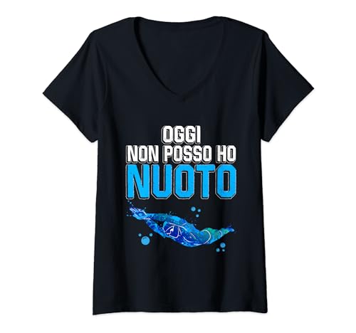 Donna Divertente Maglia Nuotatore Oggi non Posso Ho Nuoto Maglietta con Collo a V