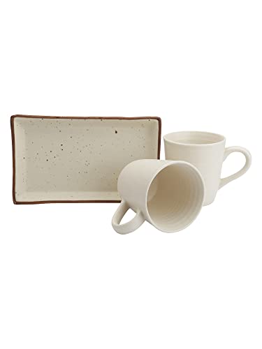 Image of Miah Decor Ceramic Coffee Mug Set with Serving Platter, Handmade Stoneware